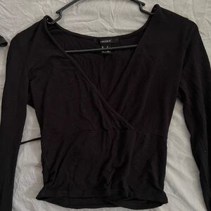 Forever 21 Elegant Black Long Sleeve Top